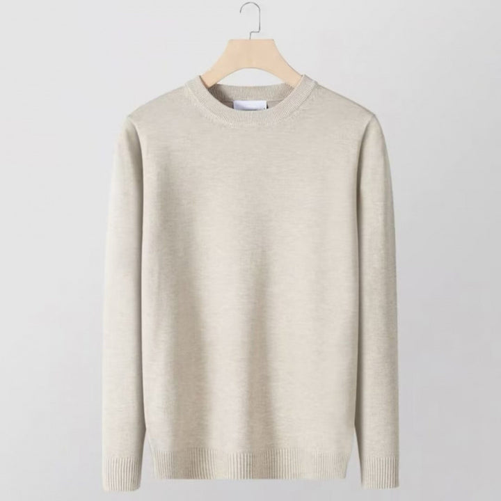 Men's fine crew neck sweater made of cotton blend with light texture and slim fit Mune Fashion