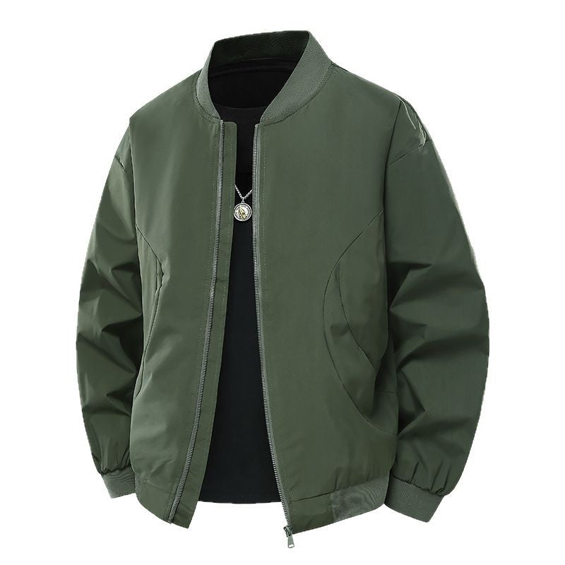 Men's Minimalist Bomber Jacket with Stand-up Collar, Two-way Zipper & Side Pockets Mune Fashion