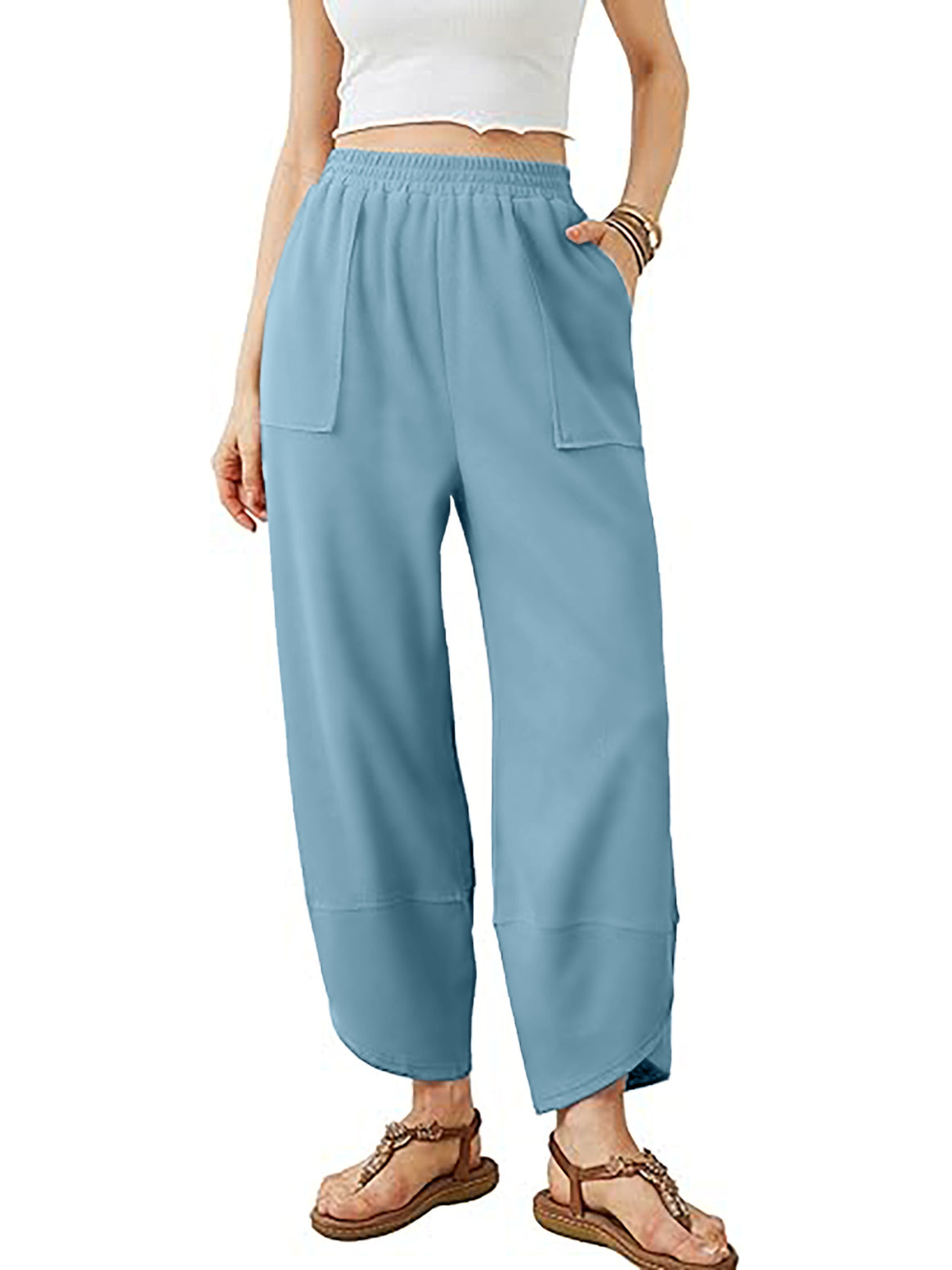 Women's culotte pants with elastic waistband and patch pockets Mune Fashion