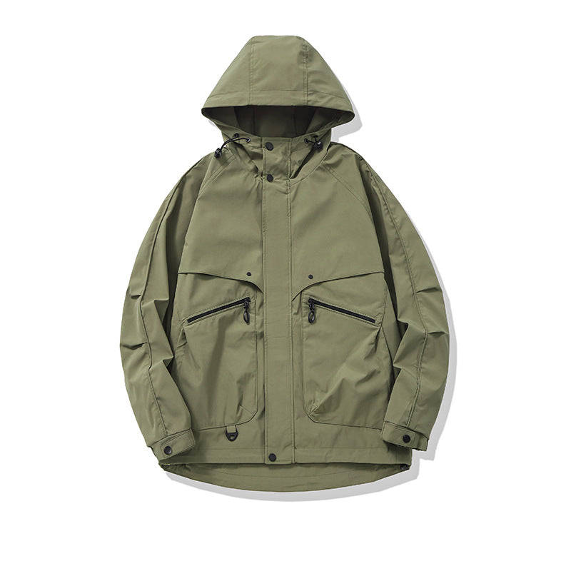 Unisex Technical Utility Field Jacket with Hood and Multiple Zipper Pockets Mune Fashion