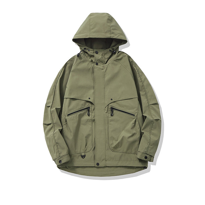 Unisex Technical Utility Field Jacket with Hood and Multiple Zipper Pockets Mune Fashion