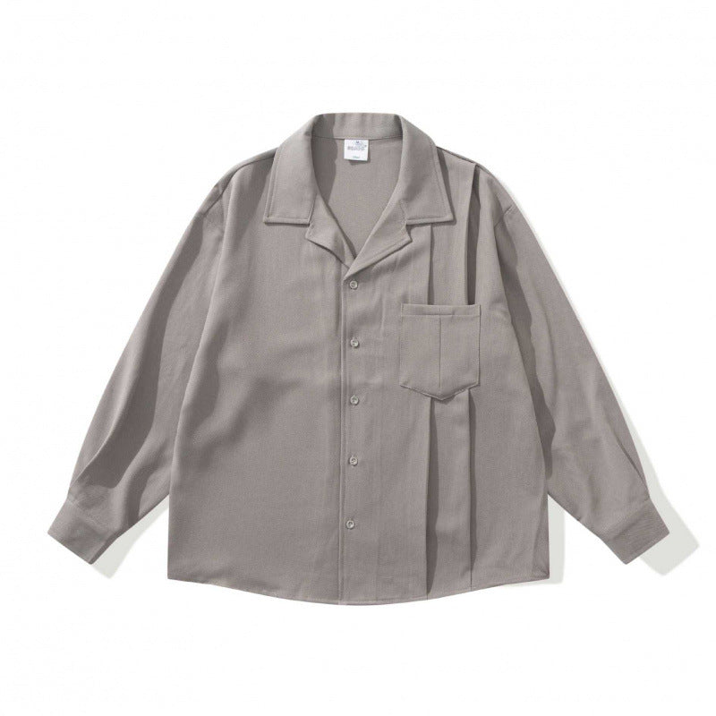 Unisex Oversized Lightweight Long Sleeve Shirt with Notched Collar, Chest Pocket and Boxy Silhouette Mune Fashion