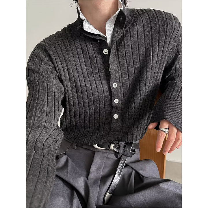 Men's Elegant Knit Top with Concealed Button Placket Mune Fashion