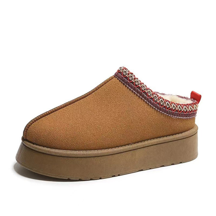 Women's cozy platform house shoe slippers with soft padded lining and decorative trim Mune Fashion