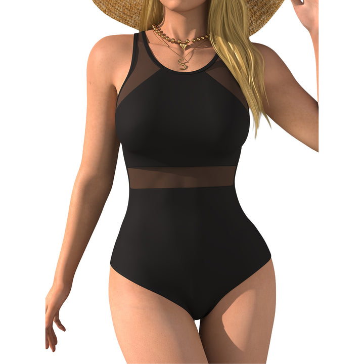Women's one-piece swimsuit with sophisticated mesh inserts and figure-shaping design Mune Fashion