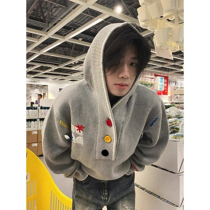 Men's hoodie with colorful appliqués Mune Fashion