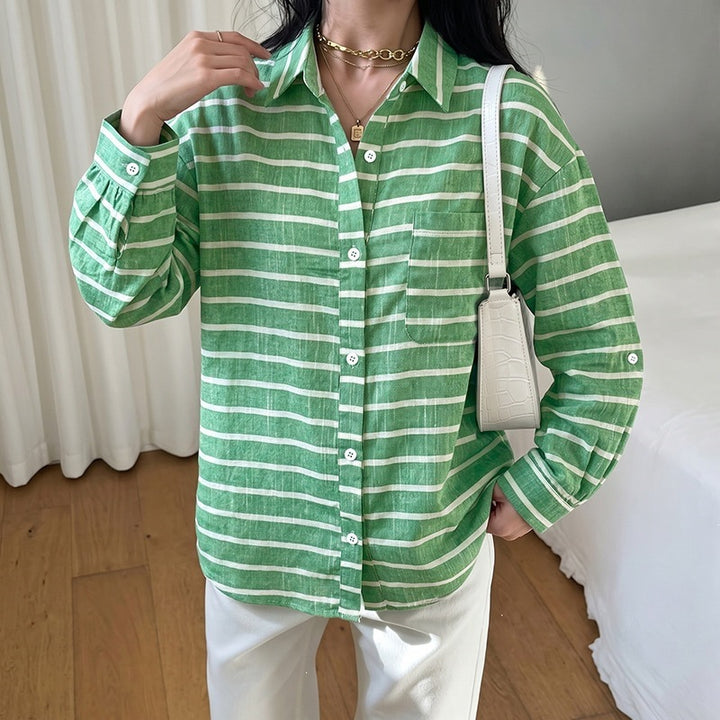 Women's Casual Stripe Blouse Mune Fashion