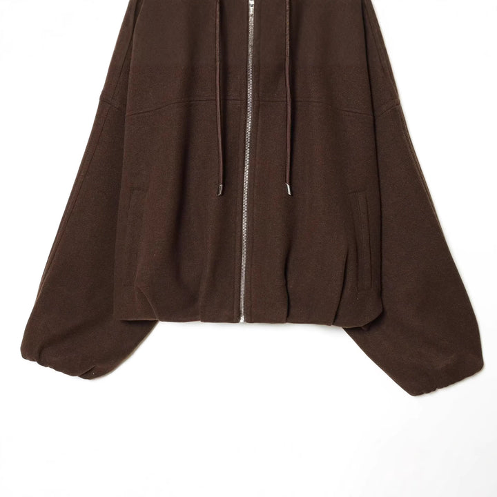 Women's Oversize Hoodie Jacket made of Wool Blend in Boxy Cropped Cut Mune Fashion