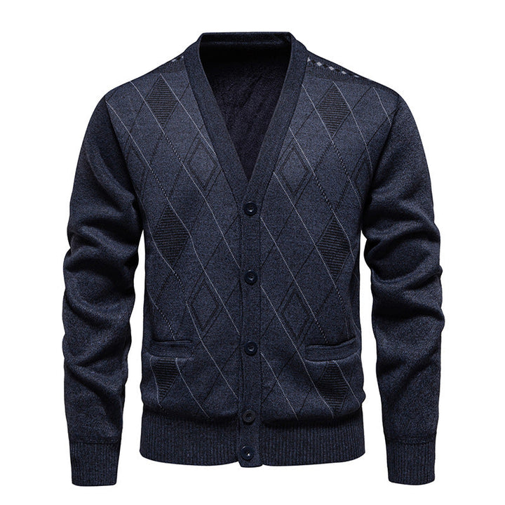 Men's Stylish Cardigan with Diamond Pattern Mune