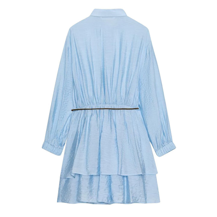 Women's shirt dress with tiered skirt, gathered waist and fringed belt bag Mune Fashion