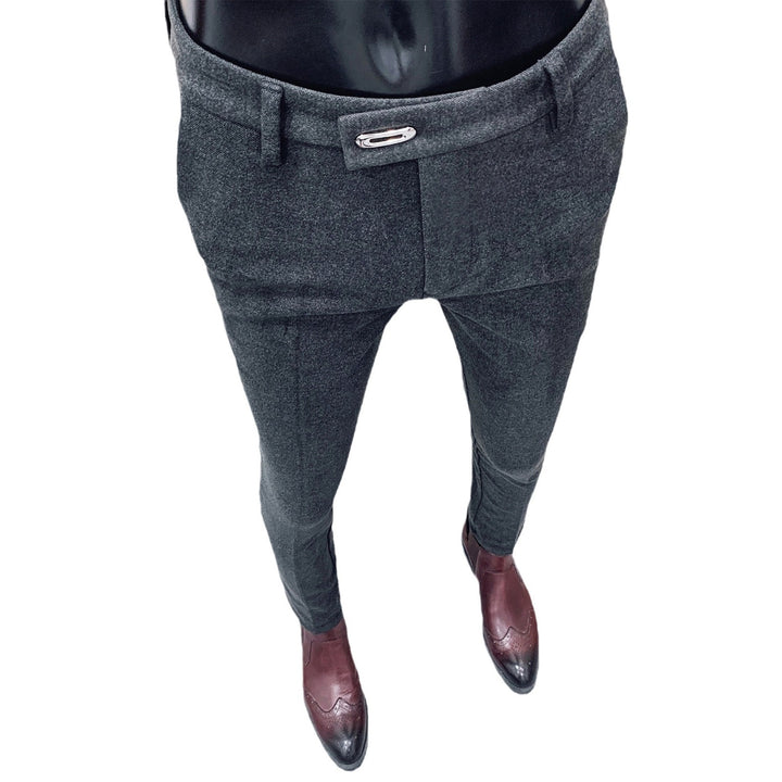 Men's tapered business trousers with elastic waistband, concealed closure, and slim fit Mune Fashion