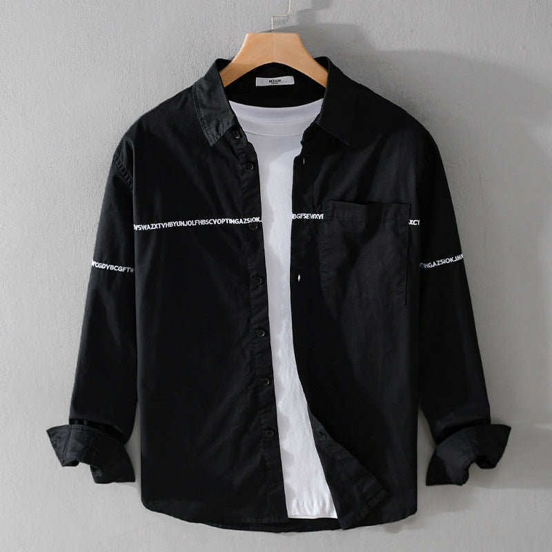 Men's long-sleeve shirt in overshirt style with integrated lettering tape and chest pocket Mune Fashion