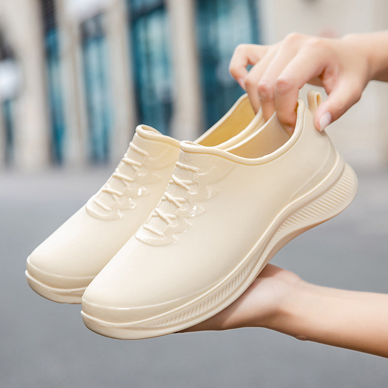 Men's Waterproof Slip-On Rubber Sneaker with Shock Absorbing Sole and Subtle Lace Look Mune Fashion