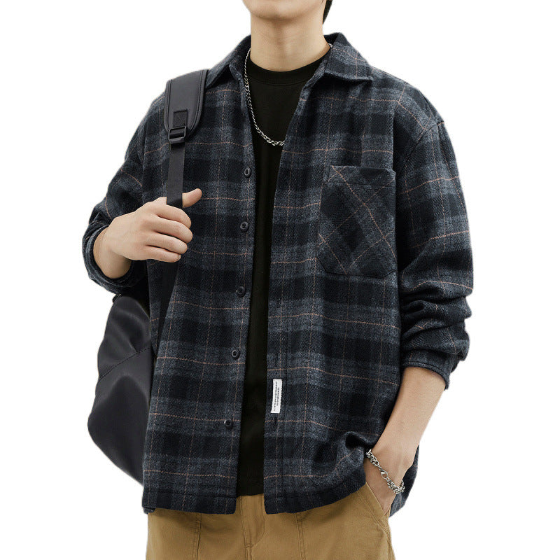 Men's Casual Checkered Pattern Shirt Jacket Mune Fashion