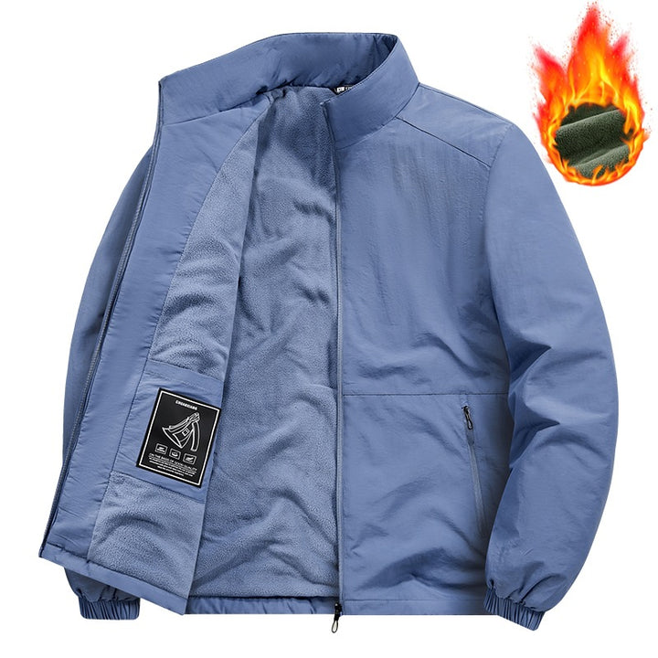 Men's fleece-lined windbreaker with standing collar, thermal lining & concealed zip pockets Mune Fashion