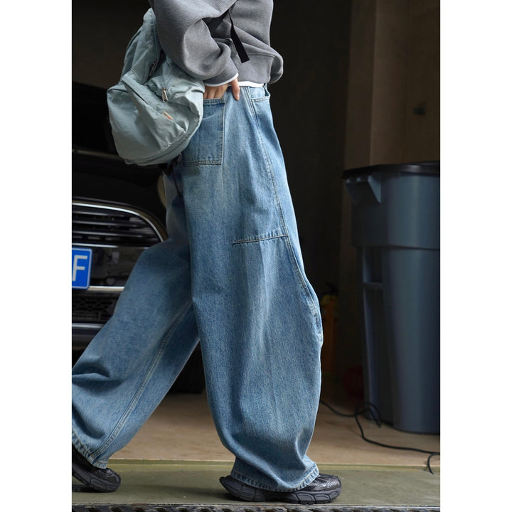 Women's Extra Wide Cargo Jeans in Baggy Style with Low Crotch and Cuffs
