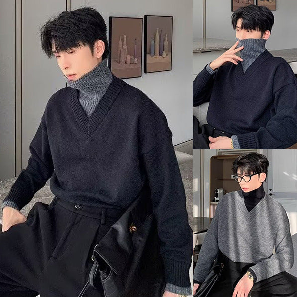 Men's Classic V-Neck Knit Sweater Mune Fashion
