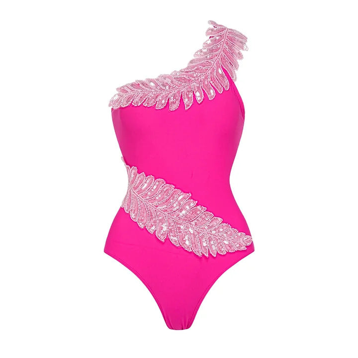 Ladies luxurious one-piece swimsuit with exquisite glitter applications Mune Fashion