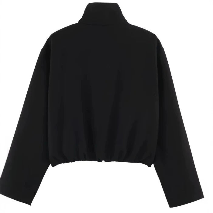 Women’s short-cut boxy blouson with high stand-up collar and dropped shoulders Mune Fashion