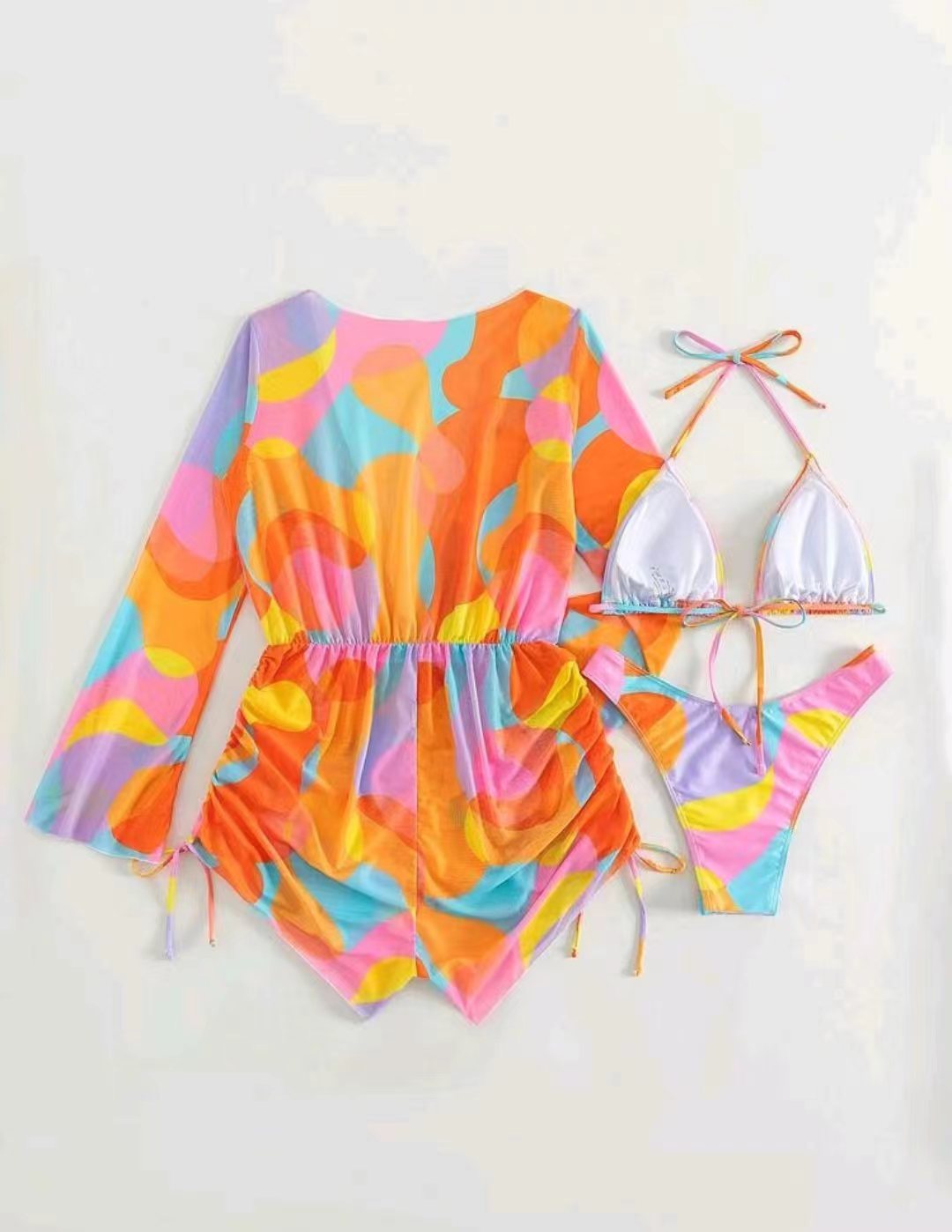 Women’s wrap swimsuit with long sleeves and fashionable pattern Mune Fashion