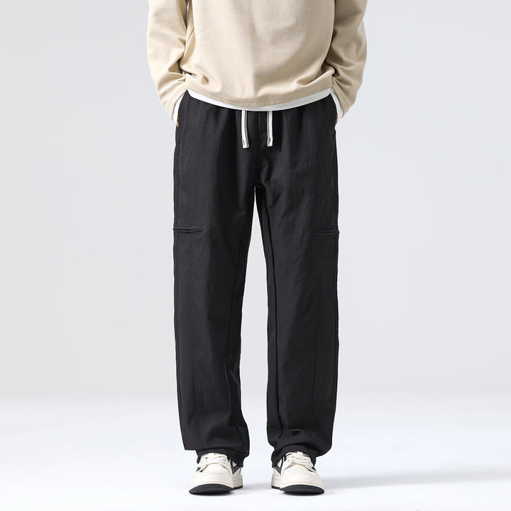 Men's Loose Fit Work Pants in Cargo Look with Drawstring Waist and Flat Knee Pockets Mune Fashion