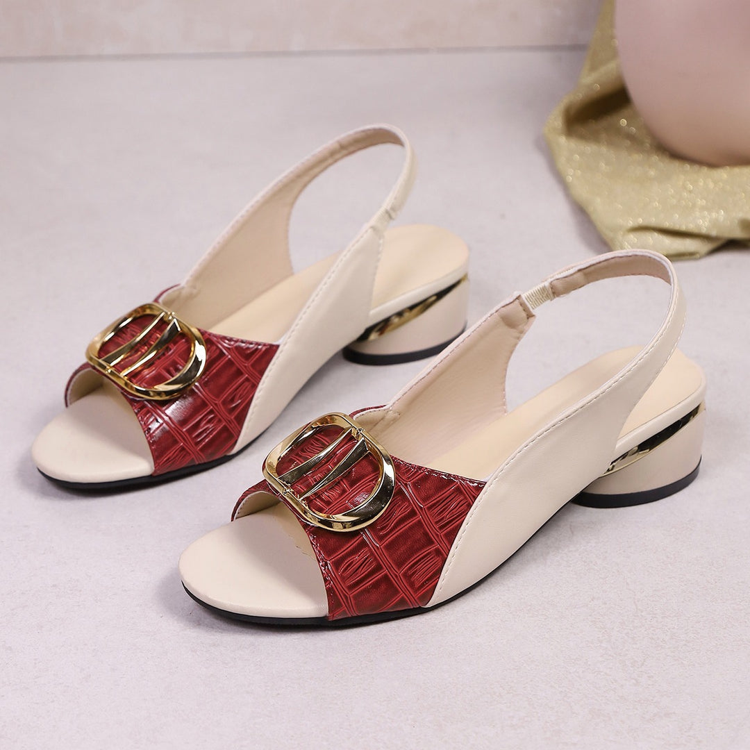Women's slingback sandals with crocodile embossing and low block heel Mune Fashion