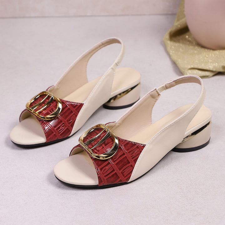 Women's slingback sandals with crocodile embossing and low block heel Mune Fashion