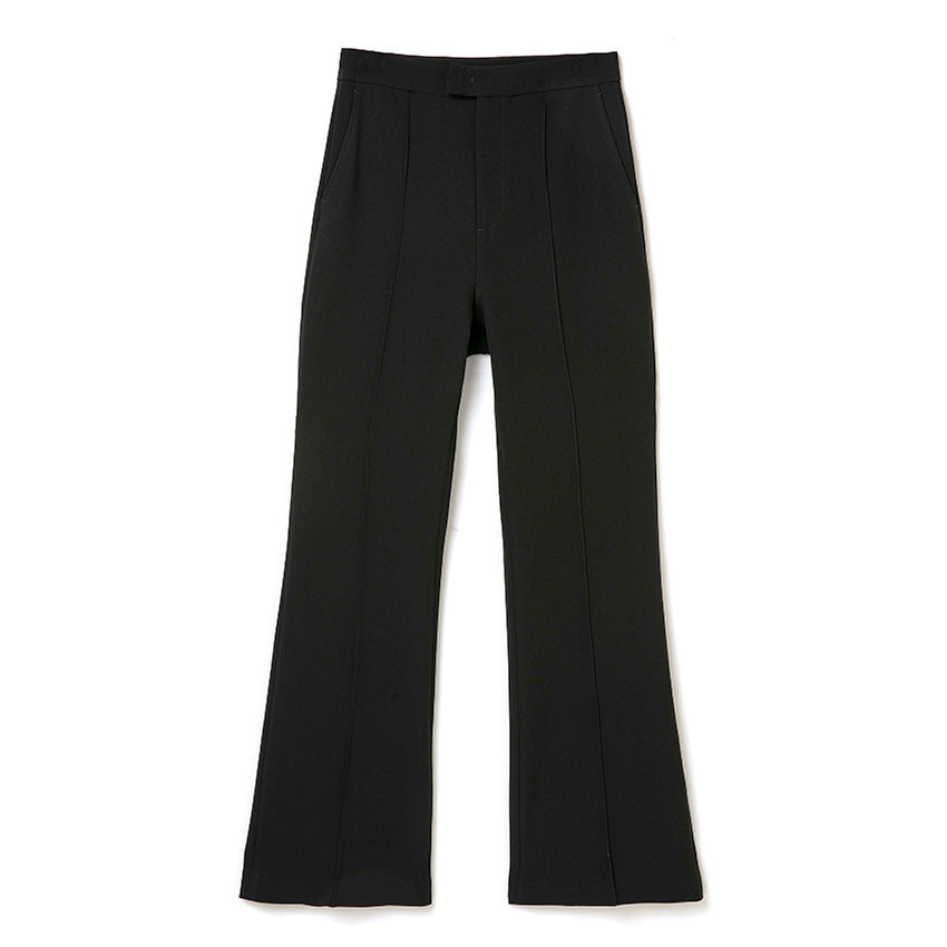 Women's High-Waist Pants with Wide Flare and Crease Mune Fashion