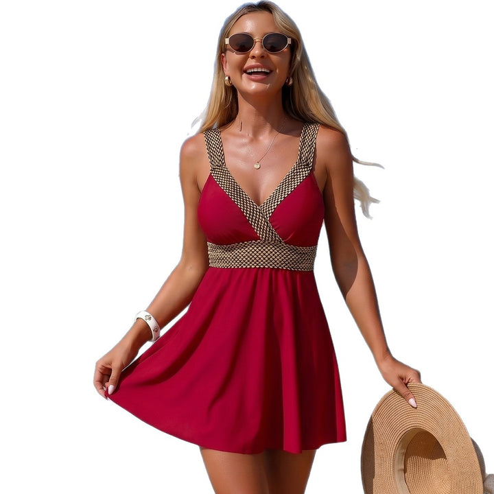 Women's swim dress with decorative waistband Mune Fashion