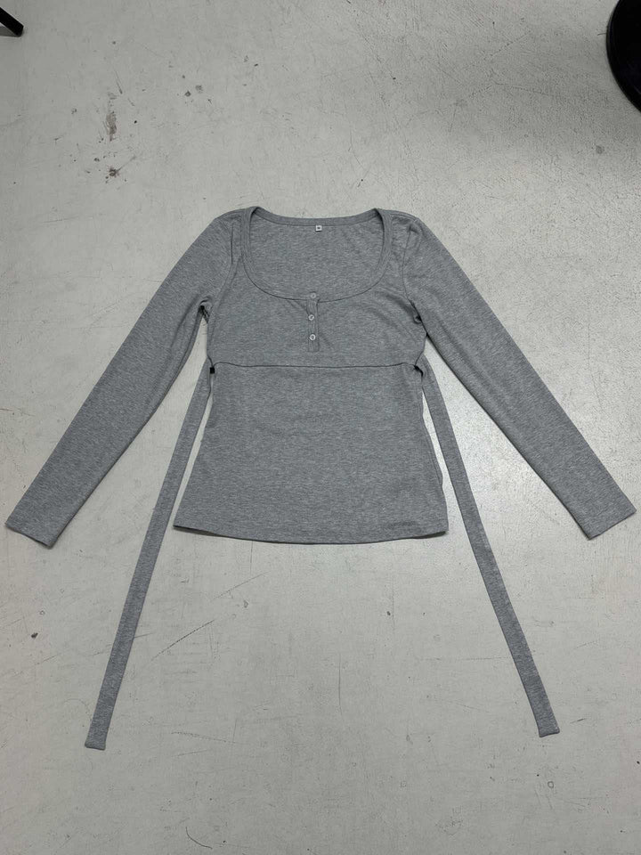 Ladies tailored maternity long sleeve with button placket, underbust seam and elastic jersey Mune Fashion