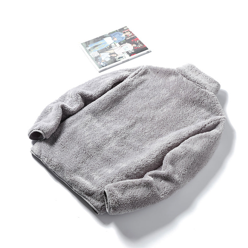 Ladies Cozy Teddy Fleece Jacket in Oversized Style with Stand-Up Collar and Zipper