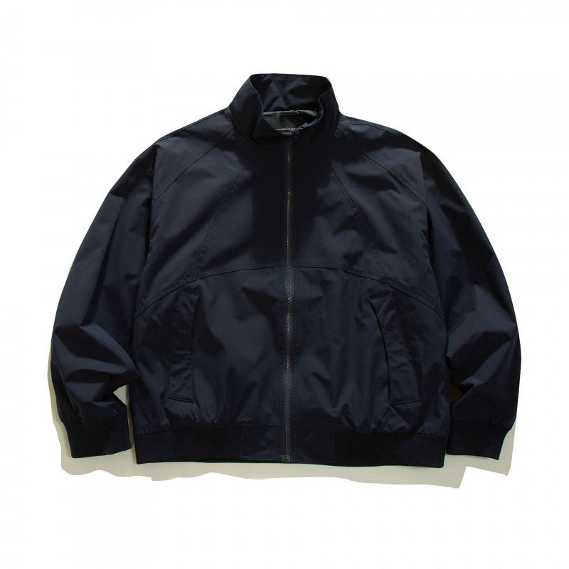 Men's Lightweight Boxy Training Jacket with Stand-Up Collar, Raglan Sleeves and Ribbed Hem Mune Fashion