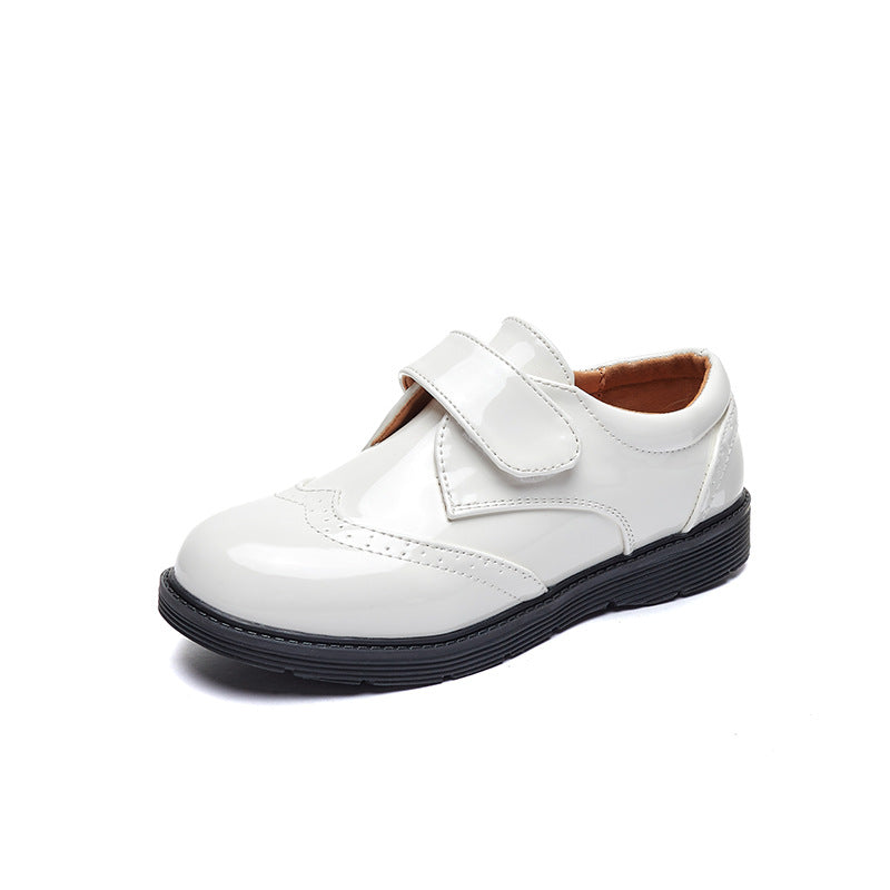 Ladies Comfortable Lace-Up Shoes with Velcro Closure and High Gloss Surface Mune Fashion