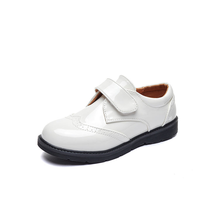 Ladies Comfortable Lace-Up Shoes with Velcro Closure and High Gloss Surface Mune Fashion