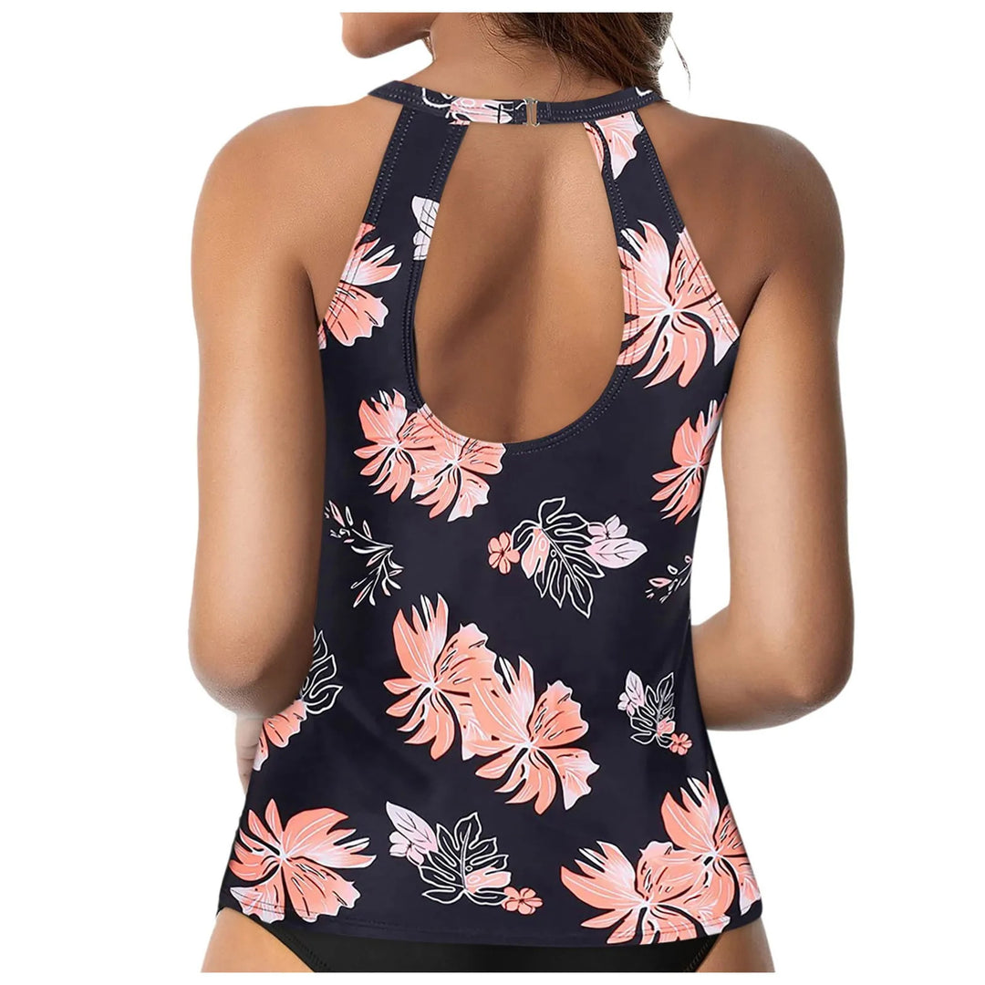 Women's Sporty Tankini Top with Fashionable Back Cutout Mune Fashion
