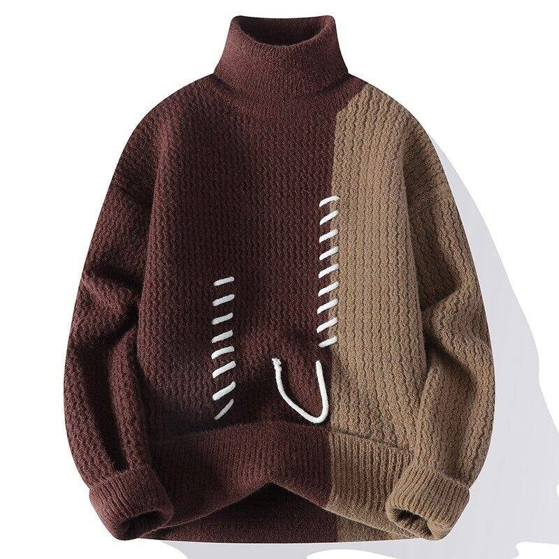Unisex oversized knit sweater with cable pattern and decorative stitching Mune Fashion