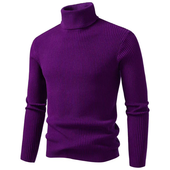 Men's ribbed turtleneck sweater fitted elastic fine knit Mune Fashion