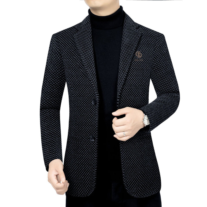 Men's Tailored Blazer with Fine Honeycomb Texture and Notched Lapel Mune Fashion
