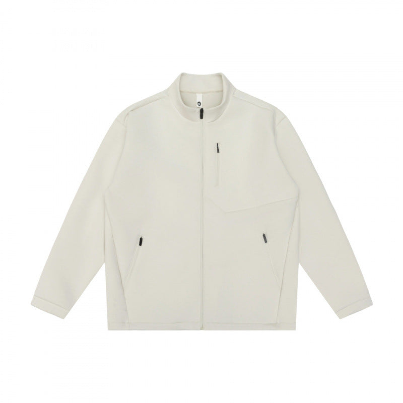 Unisex Boxy Fleece Zip Jacket with high stand-up collar, chest pocket and concealed front zipper Mune Fashion