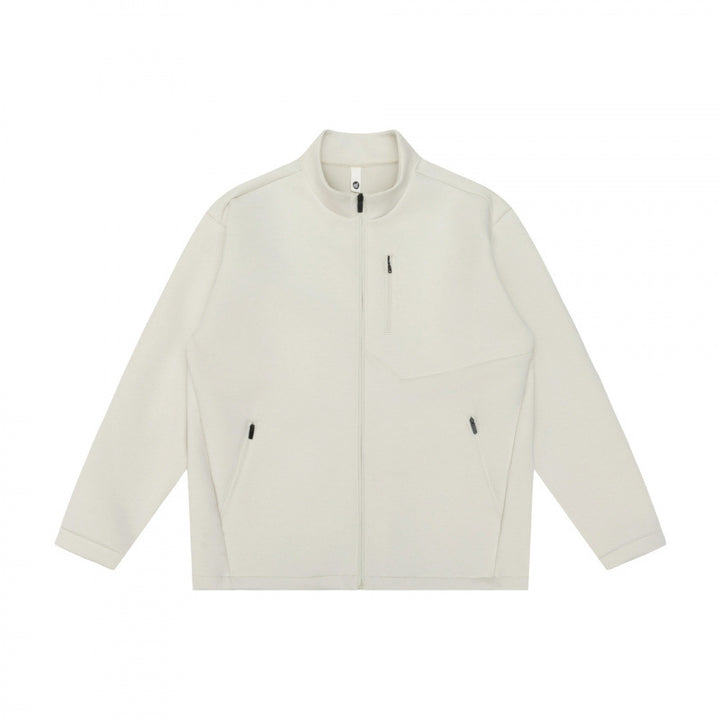 Unisex Boxy Fleece Zip Jacket with high stand-up collar, chest pocket and concealed front zipper Mune Fashion
