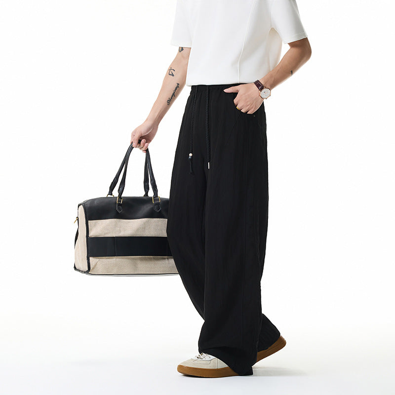 Damen Weite Leinen-Ballonhose mit Tunnelzugbund und Seitentaschen Mune Fashion