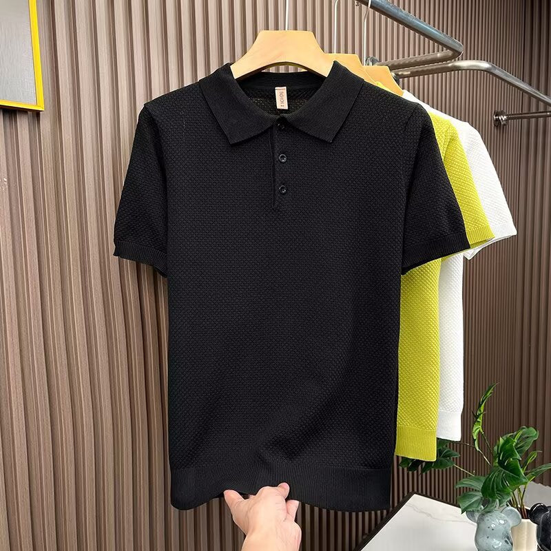 Men's Stylish Short-Sleeve Polo Shirt with Texture Mune Fashion