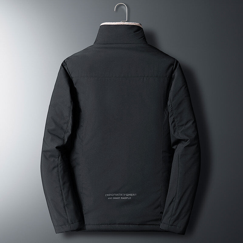 Men's Quilted Transitional Jacket with Teddy Lining and High Stand-Up Collar Mune Fashion