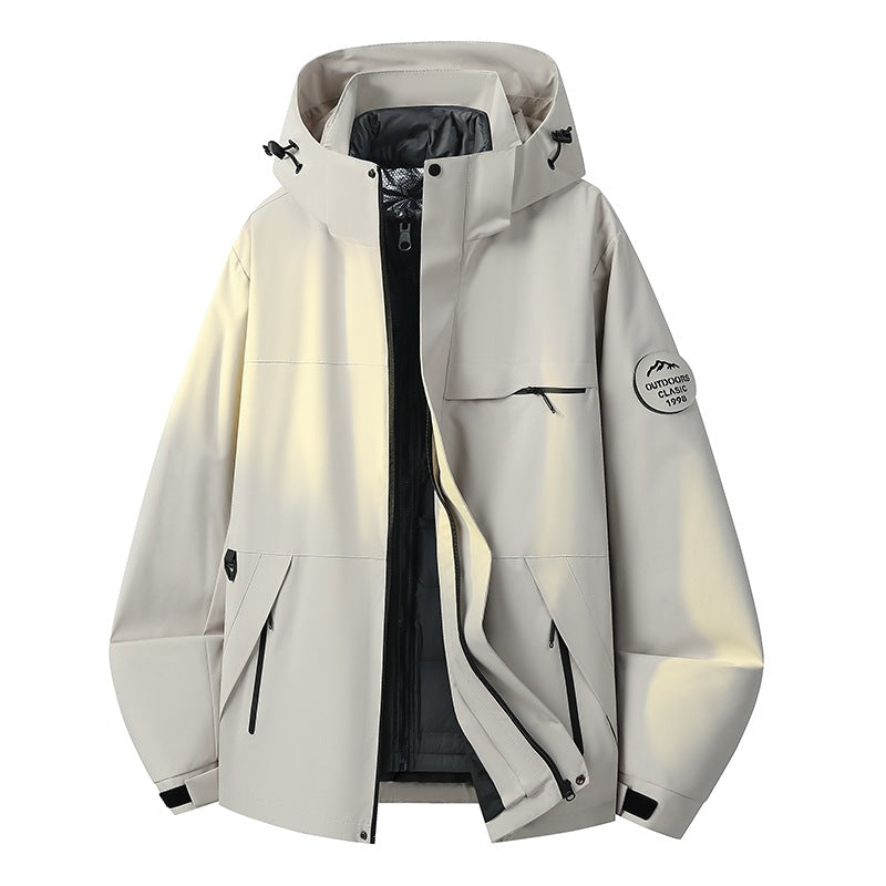 Men's waterproof three-layer hardshell jacket with adjustable hood, welded seams & multifunction pockets Mune Fashion