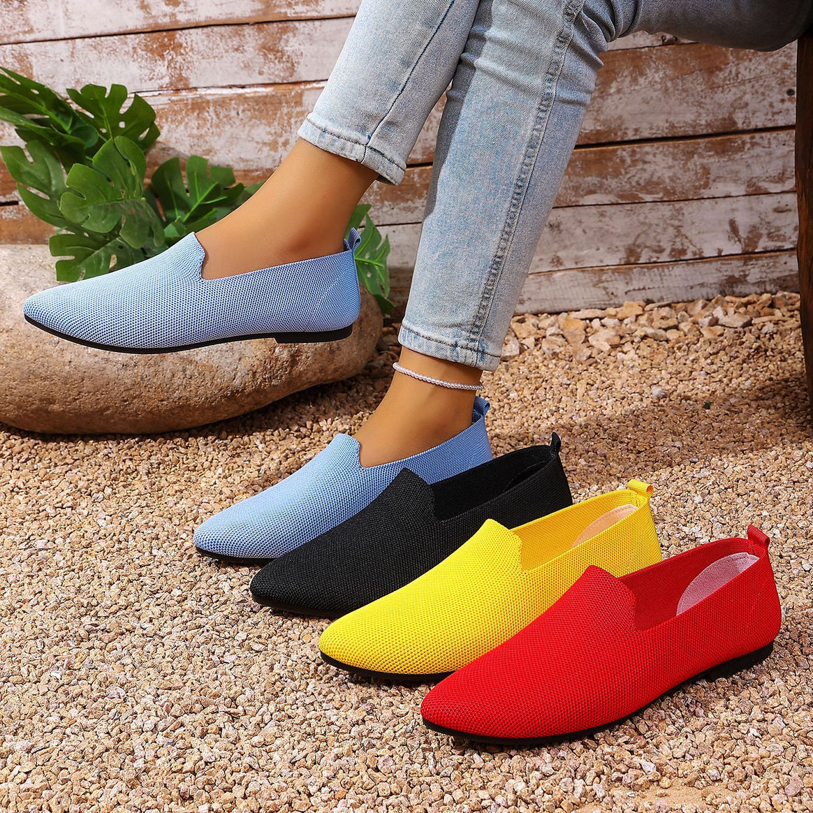 Women's lightweight knitted slippers with memory footbed and non-slip sole Mune Fashion