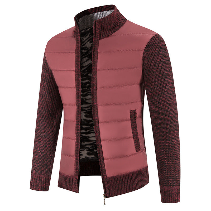 Men's nan Hybrid Knit Padded Jacket with Padded Front, Ergonomic Knit Sleeves and High Stand-Up Collar Mune Fashion