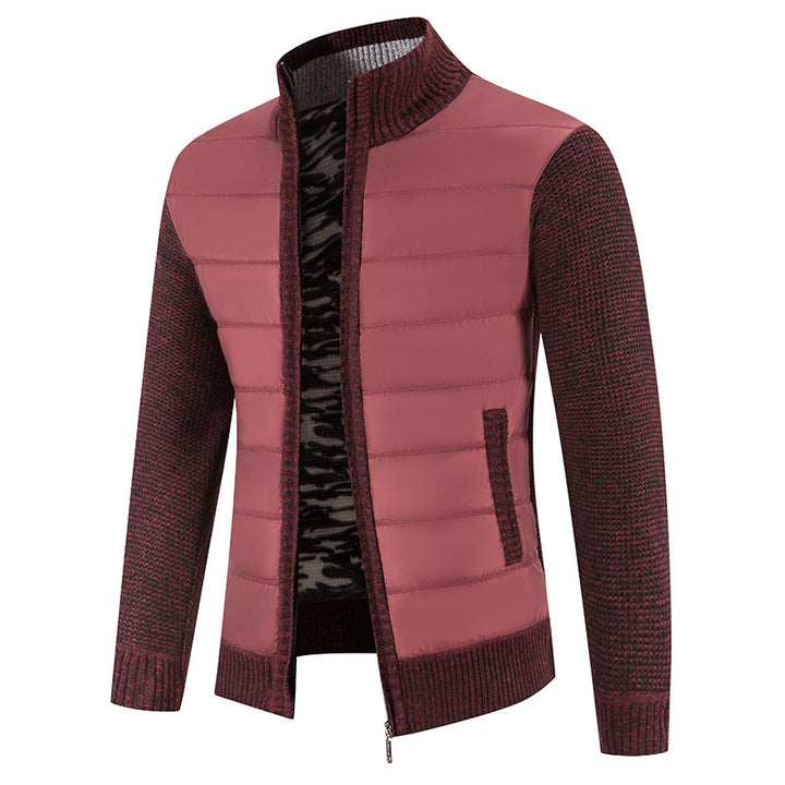 Men's nan Hybrid Knit Padded Jacket with Padded Front, Ergonomic Knit Sleeves and High Stand-Up Collar Mune Fashion