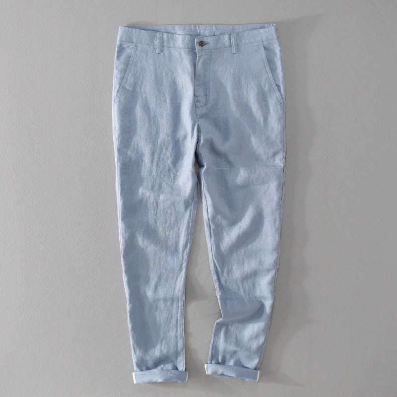 Men's Lightweight Linen Chino with Slim Fit and Rolled Hem Mune Fashion