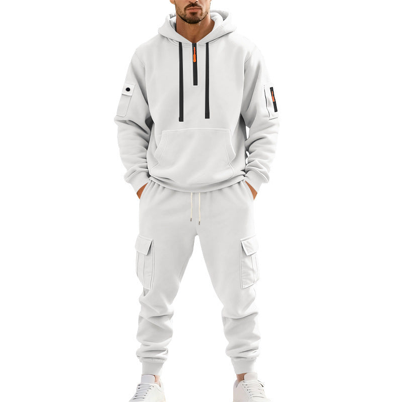Men's nan technical cargo tracksuit with half zip, hood and multiple pockets Mune Fashion