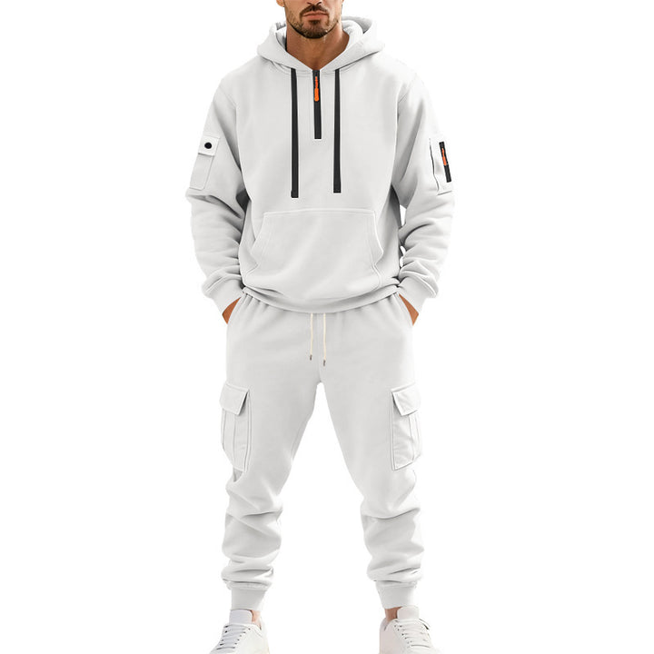 Men's nan technical cargo tracksuit with half zip, hood and multiple pockets Mune Fashion
